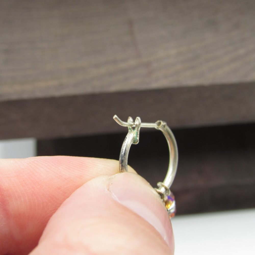 Sterling Silver Rustic Crystal Dangle Earrings - image 4